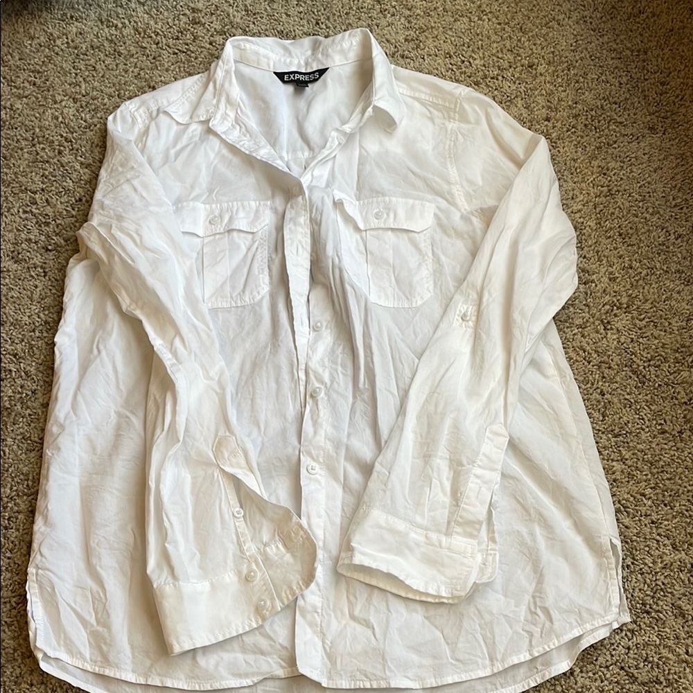 Express White Button-Up Shirt